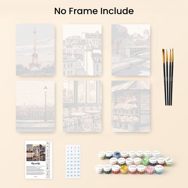 Mini Paint by numbers 6"x8" (6 pieces) - Paris Charm