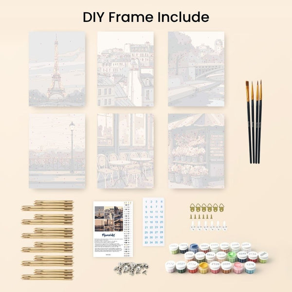 Mini Paint by numbers 6"x8" (6 pieces) - Paris Charm