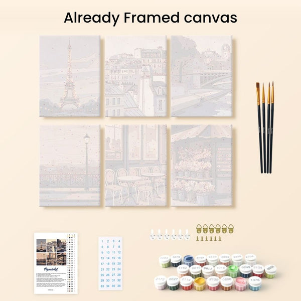 Mini Paint by numbers 6"x8" (6 pieces) - Paris Charm