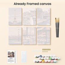 Load image into Gallery viewer, Mini Paint by numbers 6"x8" (6 pieces) - Paris Charm