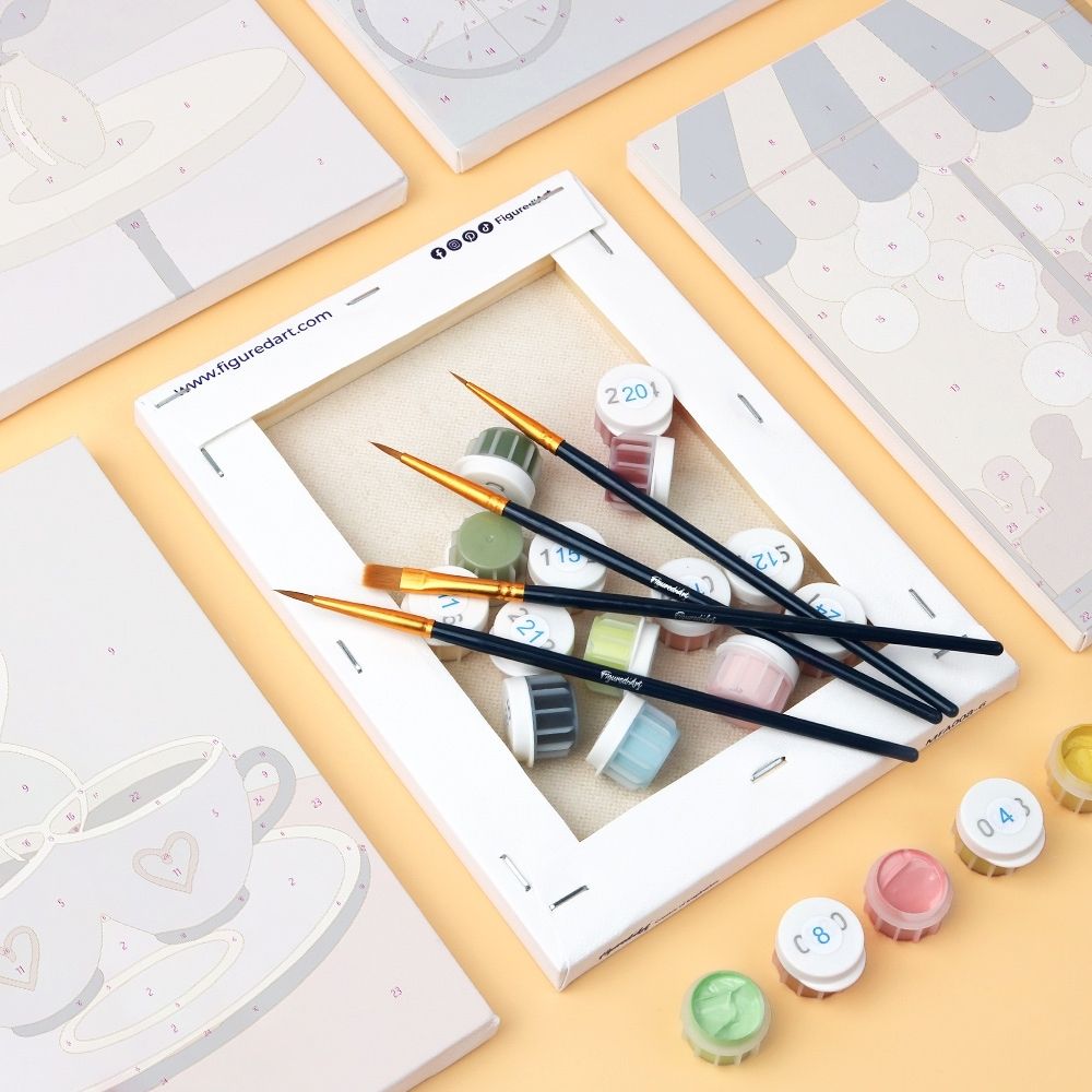 Mini Paint by numbers 6"x8" (6 pieces) - Café Romance