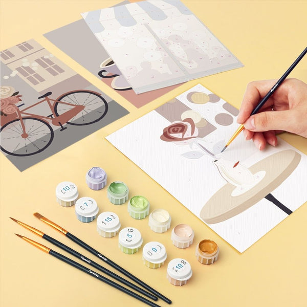 Mini Paint by numbers 6"x8" (6 pieces) - Café Romance