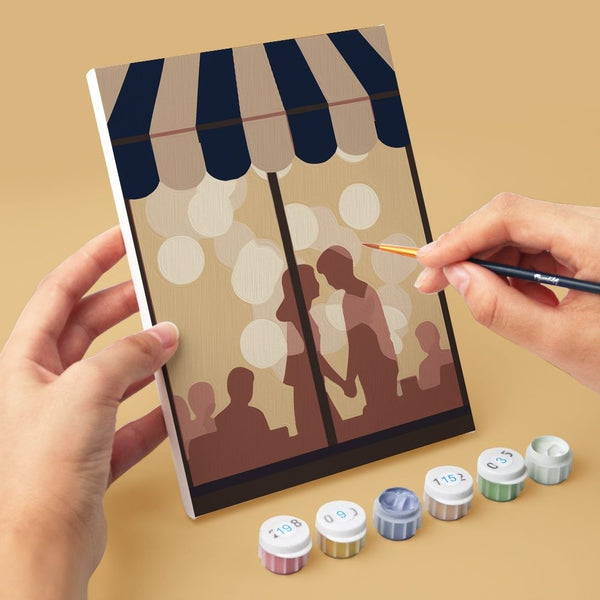 Mini Paint by numbers 6"x8" (6 pieces) - Café Romance