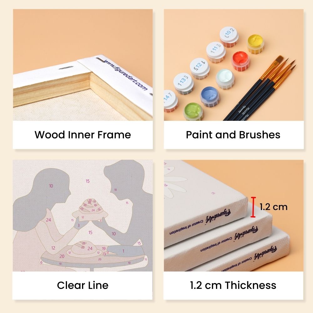 Mini Paint by numbers 6"x8" (6 pieces) - Café Romance