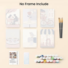 Load image into Gallery viewer, Mini Paint by numbers 6"x8" (6 pieces) - Café Romance