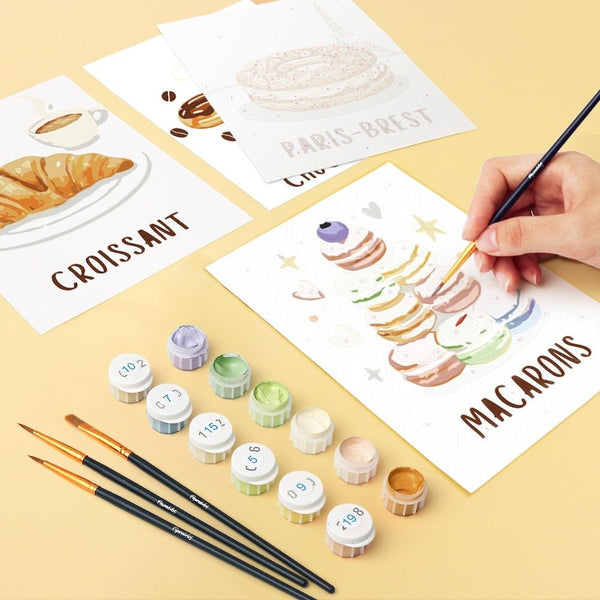 Mini Paint by numbers 6"x8" (6 pieces) - French Pastries