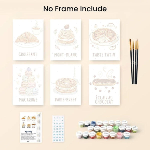 Mini Paint by numbers 6"x8" (6 pieces) - French Pastries