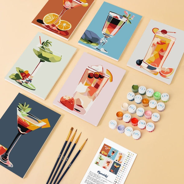 Mini Paint by numbers 6"x8" (6 pieces) - Vibrant Mixology