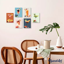 Load image into Gallery viewer, Mini Paint by numbers 6"x8" (6 pieces) - Vibrant Mixology