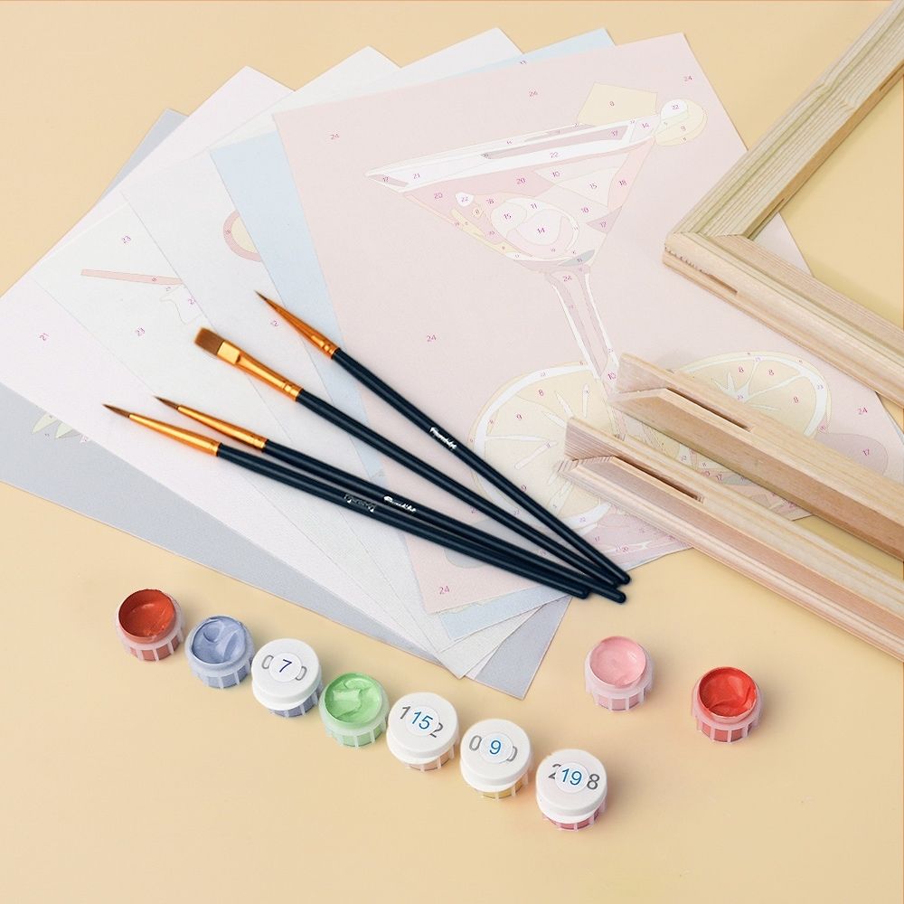 Mini Paint by numbers 6"x8" (6 pieces) - Vibrant Mixology