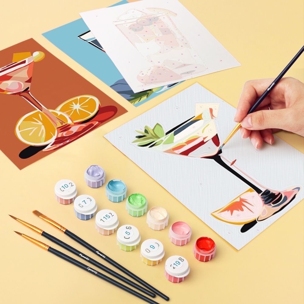 Mini Paint by numbers 6"x8" (6 pieces) - Vibrant Mixology
