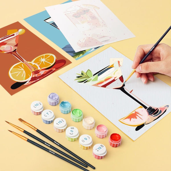 Mini Paint by numbers 6"x8" (6 pieces) - Vibrant Mixology