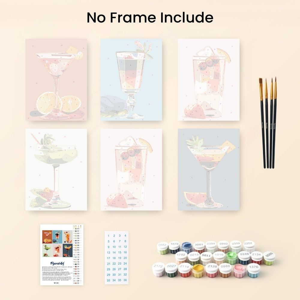 Mini Paint by numbers 6"x8" (6 pieces) - Vibrant Mixology