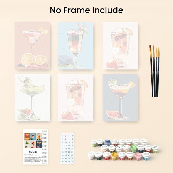 Mini Paint by numbers 6"x8" (6 pieces) - Vibrant Mixology