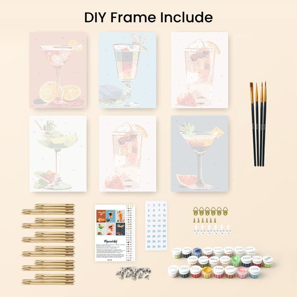 Mini Paint by numbers 6"x8" (6 pieces) - Vibrant Mixology