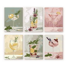 Load image into Gallery viewer, Mini Paint by numbers 6"x8" (6 pieces) - Botanical Drinks Figured'Art