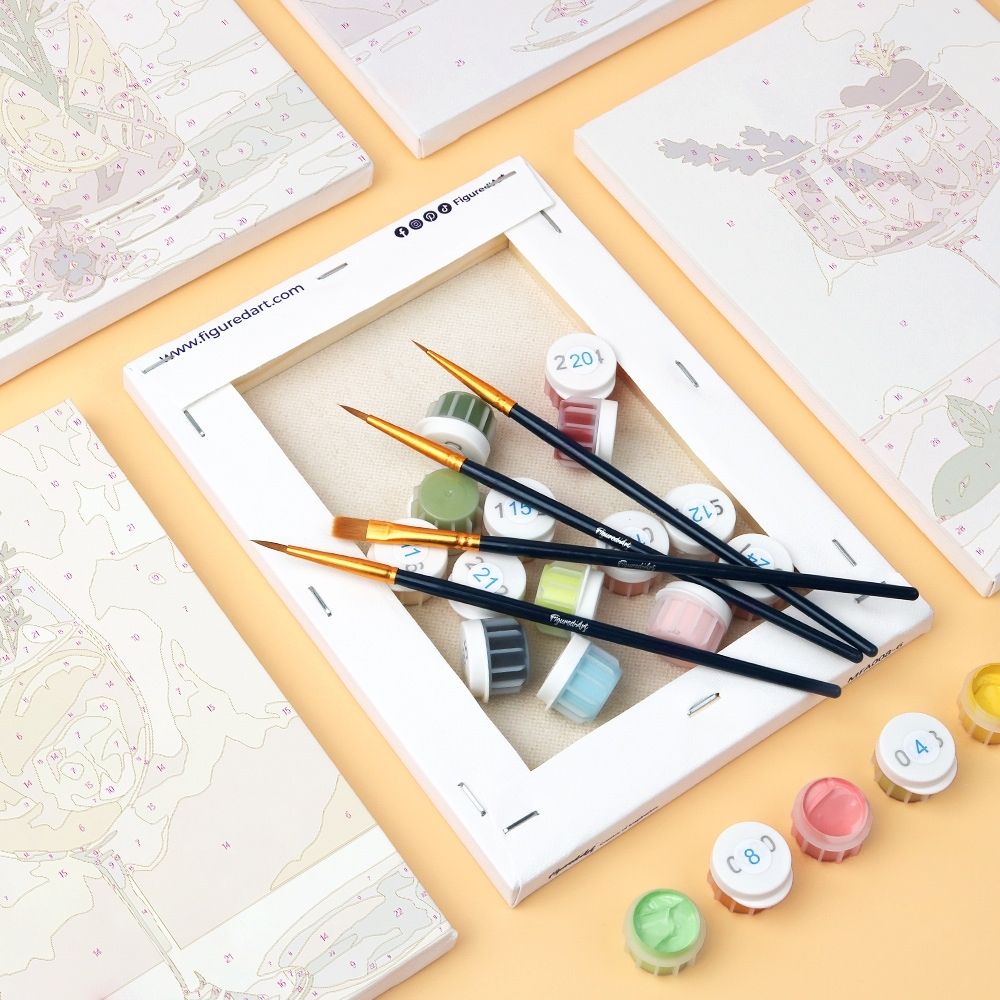 Mini Paint by numbers 6"x8" (6 pieces) - Botanical Drinks