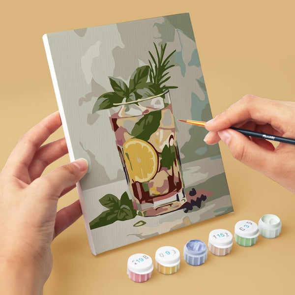 Mini Paint by numbers 6"x8" (6 pieces) - Botanical Drinks