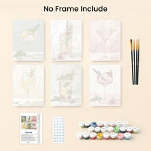 Load image into Gallery viewer, Mini Paint by numbers 6"x8" (6 pieces) - Botanical Drinks