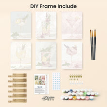 Load image into Gallery viewer, Mini Paint by numbers 6"x8" (6 pieces) - Botanical Drinks