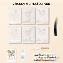 Load image into Gallery viewer, Mini Paint by numbers 6"x8" (6 pieces) - Botanical Drinks