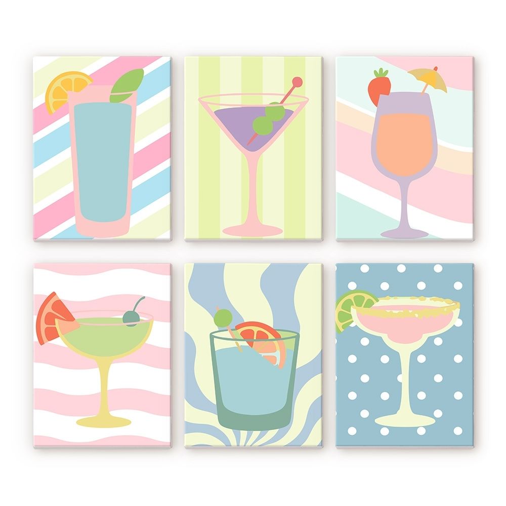 Mini Paint by numbers 6"x8" (6 pieces) - Pop Art Cocktails Figured'Art