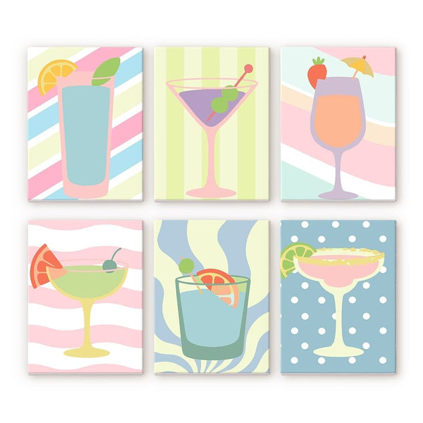 Mini Paint by numbers 6"x8" (6 pieces) - Pop Art Cocktails Figured'Art