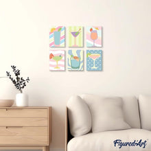 Load image into Gallery viewer, Mini Paint by numbers 6"x8" (6 pieces) - Pop Art Cocktails