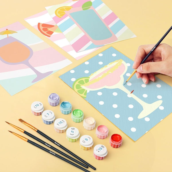 Mini Paint by numbers 6"x8" (6 pieces) - Pop Art Cocktails