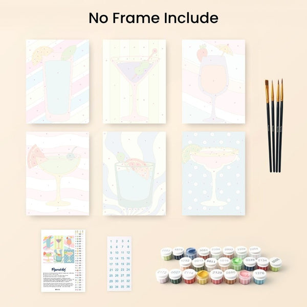 Mini Paint by numbers 6"x8" (6 pieces) - Pop Art Cocktails