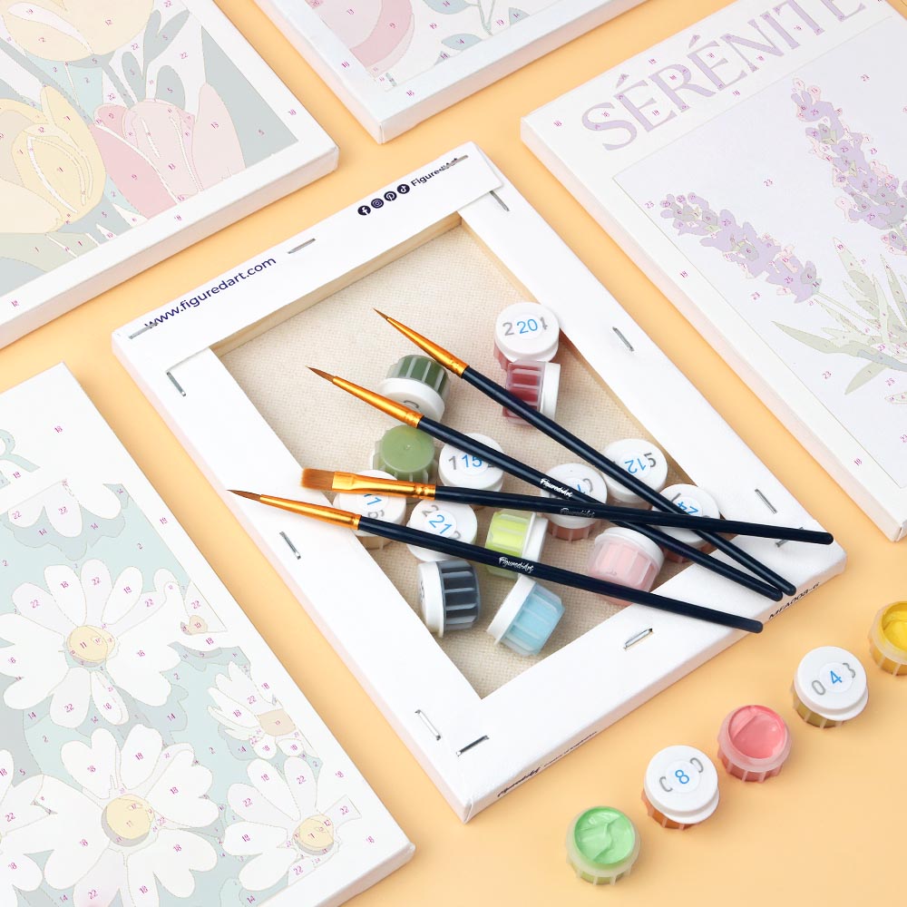 Mini Paint by numbers 6"x8" (6 pieces) - Flowers of Joy