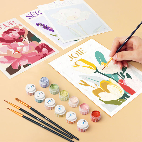 Mini Paint by numbers 6"x8" (6 pieces) - Flowers of Joy