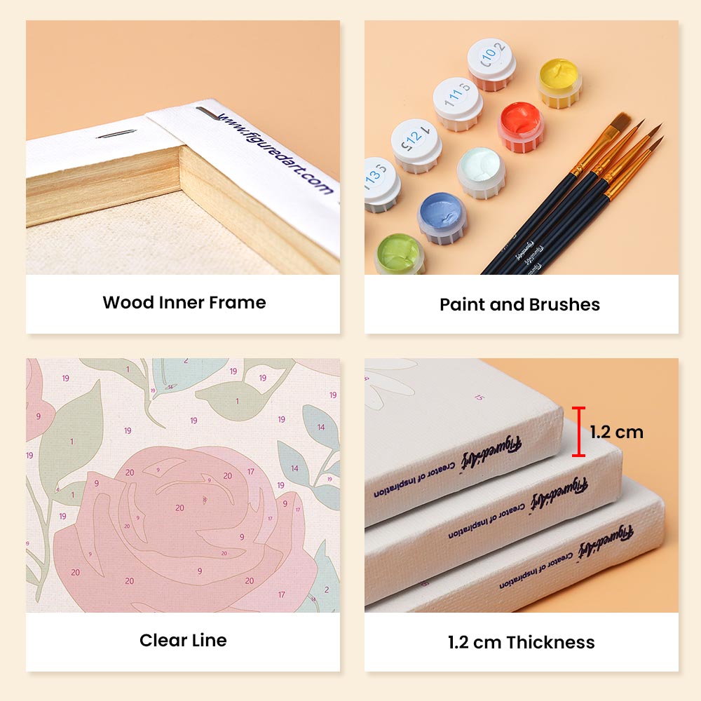 Mini Paint by numbers 6"x8" (6 pieces) - Flowers of Joy