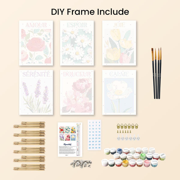 Mini Paint by numbers 6"x8" (6 pieces) - Flowers of Joy