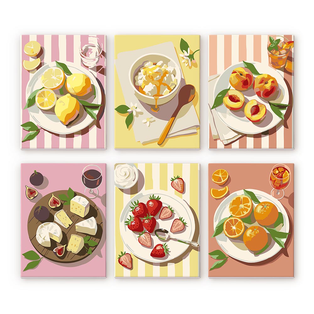 Mini Paint by numbers 6"x8" (6 pieces) - Summer Treats Figured'Art