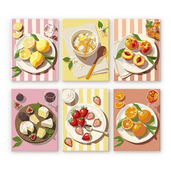 Mini Paint by numbers 6"x8" (6 pieces) - Summer Treats Figured'Art