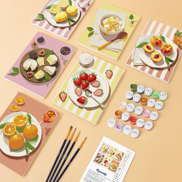 Mini Paint by numbers 6"x8" (6 pieces) - Summer Treats