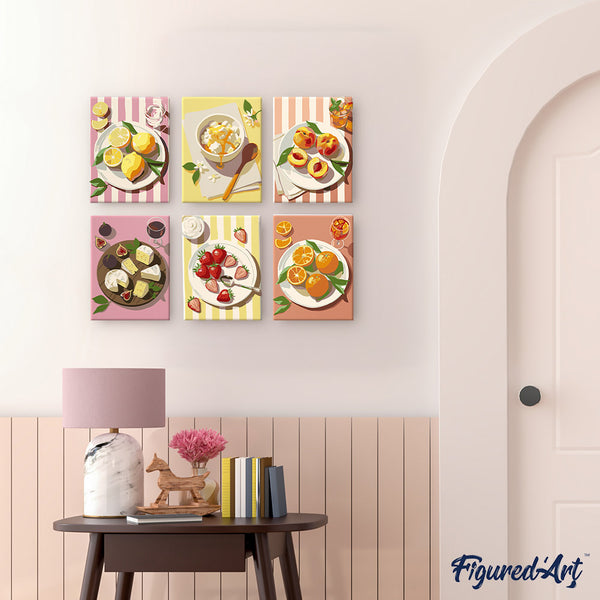 Mini Paint by numbers 6"x8" (6 pieces) - Summer Treats