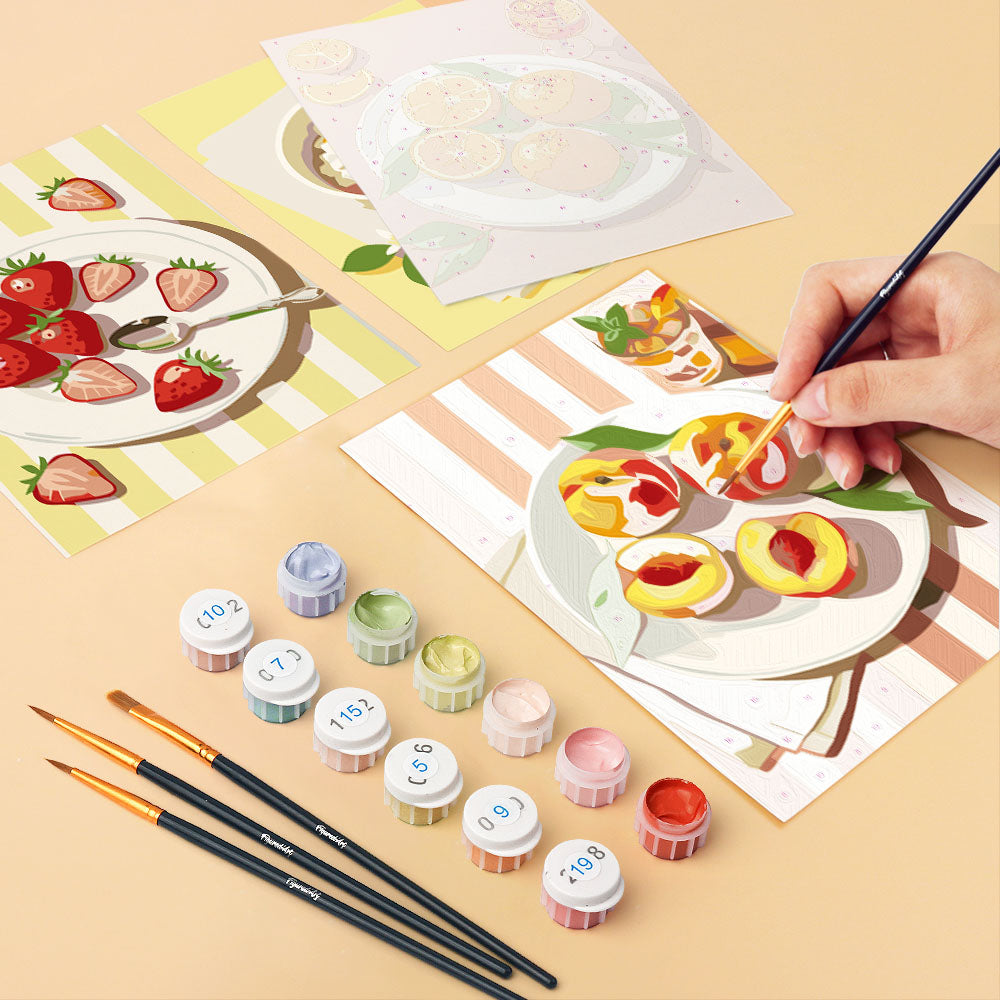 Mini Paint by numbers 6"x8" (6 pieces) - Summer Treats