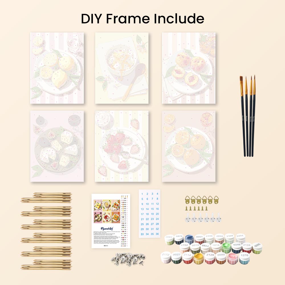 Mini Paint by numbers 6"x8" (6 pieces) - Summer Treats