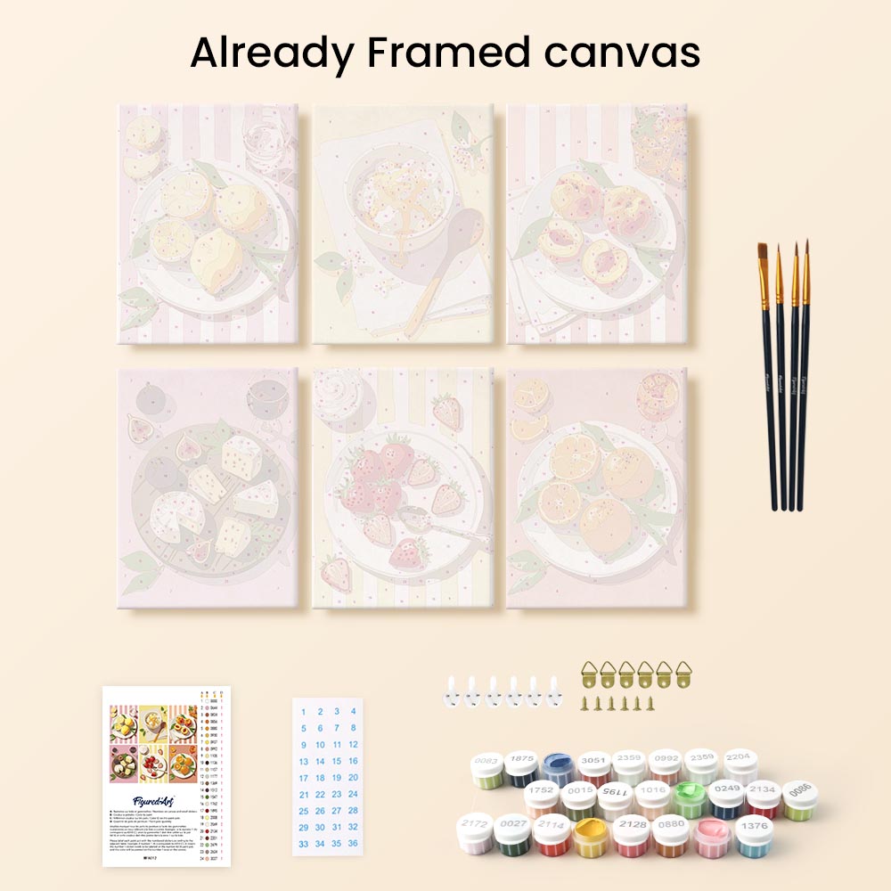 Mini Paint by numbers 6"x8" (6 pieces) - Summer Treats