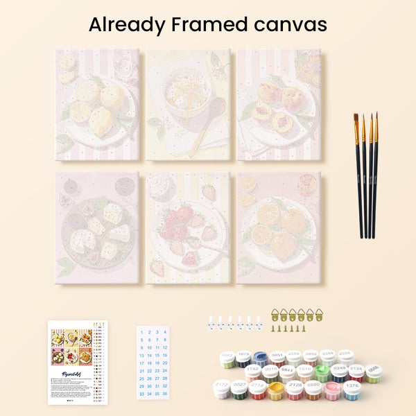 Mini Paint by numbers 6"x8" (6 pieces) - Summer Treats