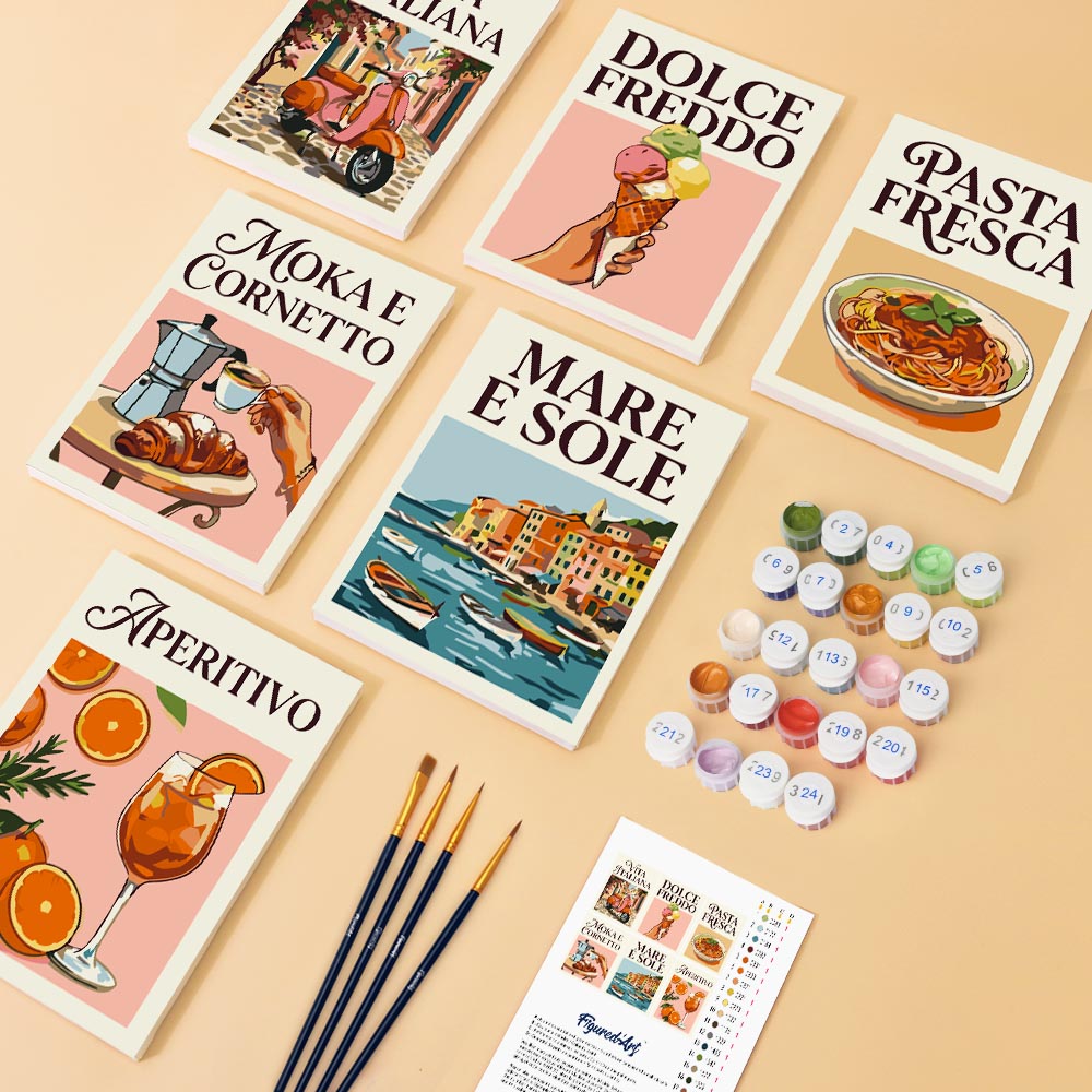 Mini Paint by numbers 6"x8" (6 pieces) - Dolce Vita