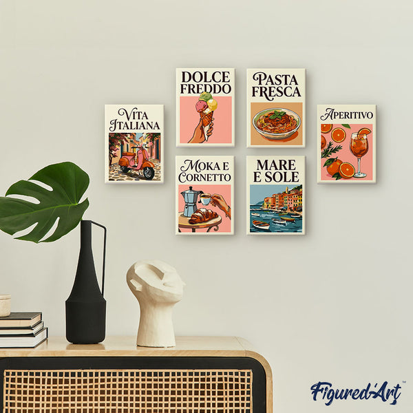 Mini Paint by numbers 6"x8" (6 pieces) - Dolce Vita