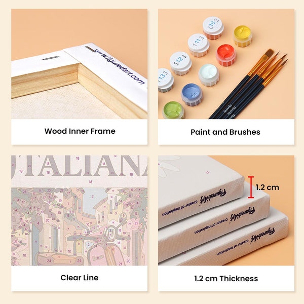 Mini Paint by numbers 6"x8" (6 pieces) - Dolce Vita