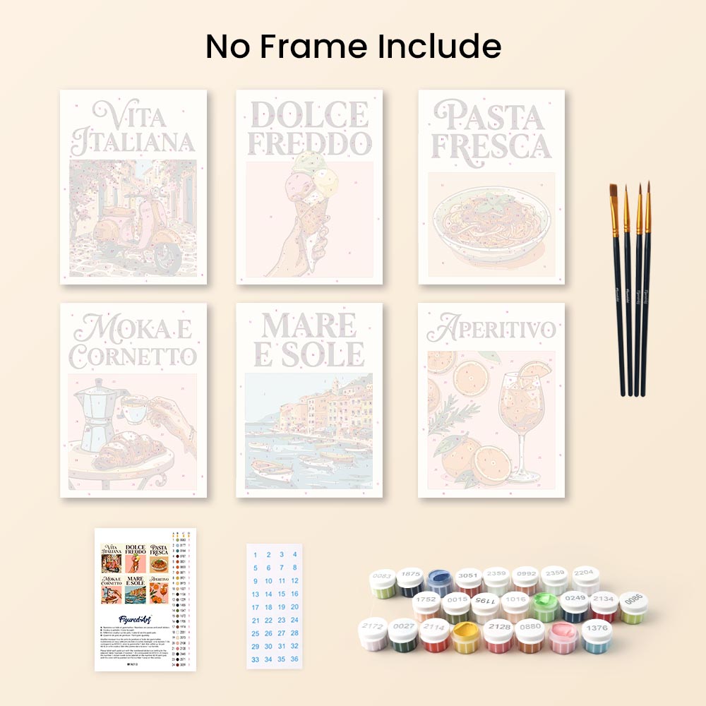 Mini Paint by numbers 6"x8" (6 pieces) - Dolce Vita