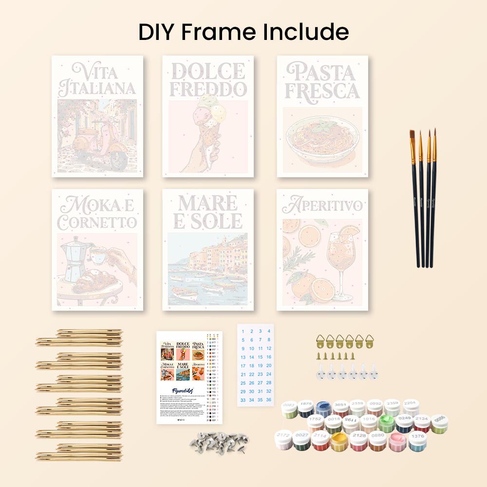 Mini Paint by numbers 6"x8" (6 pieces) - Dolce Vita