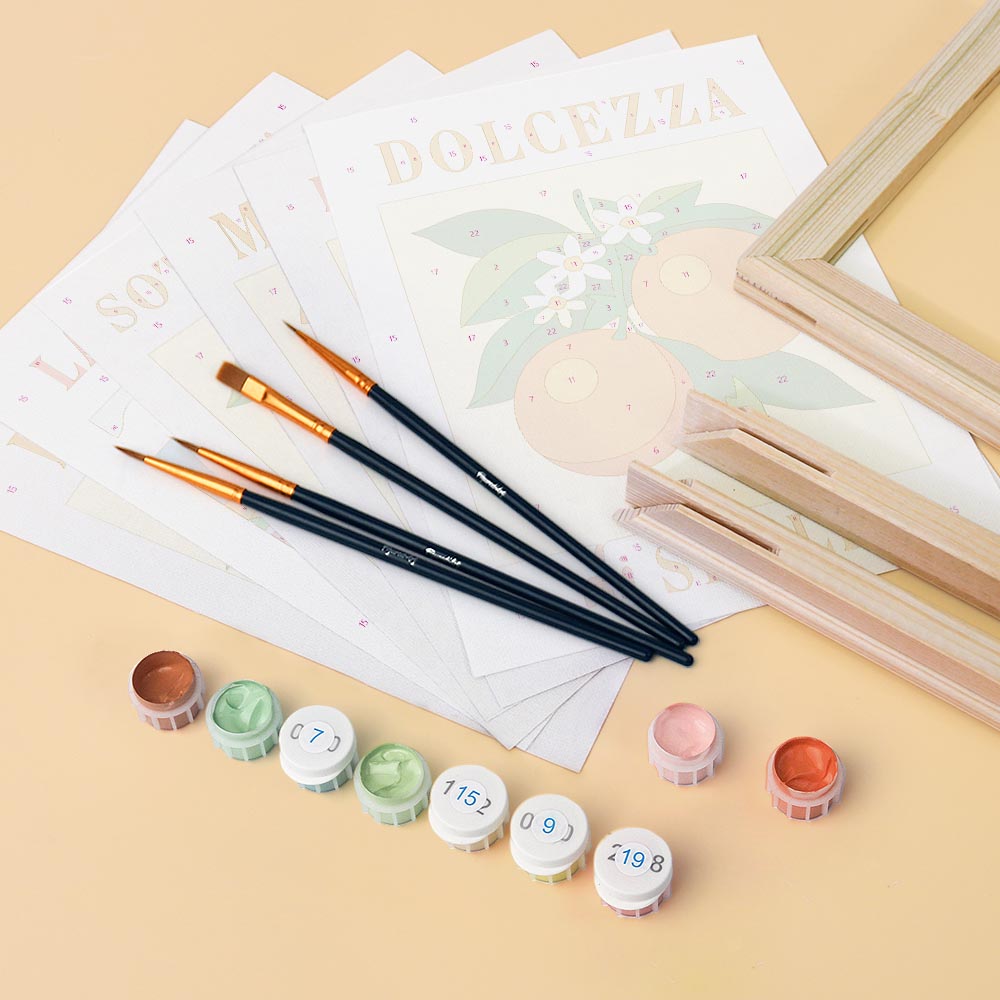 Mini Paint by numbers 6"x8" (6 pieces) - Italian Sunshine