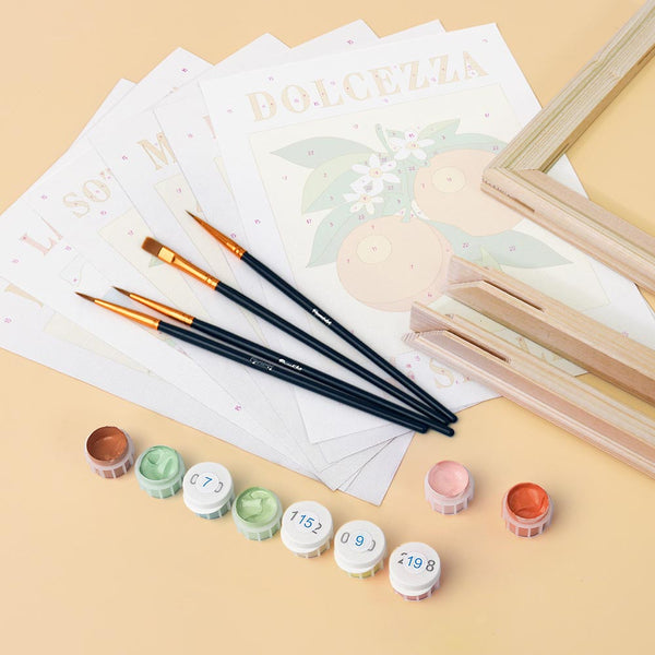 Mini Paint by numbers 6"x8" (6 pieces) - Italian Sunshine