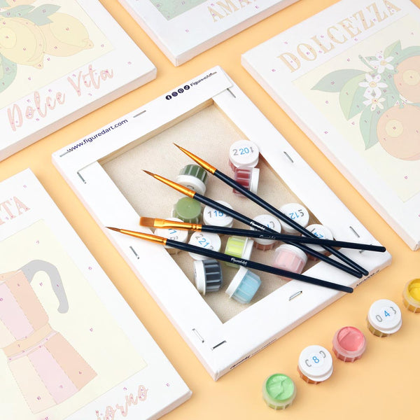 Mini Paint by numbers 6"x8" (6 pieces) - Italian Sunshine